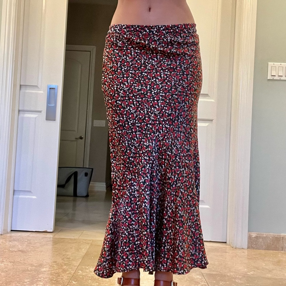 Topshop Red Maxi Trumpet Skirt Ruched Night Out